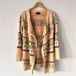 Active Southwestern Aztec Knit Open Cardigan